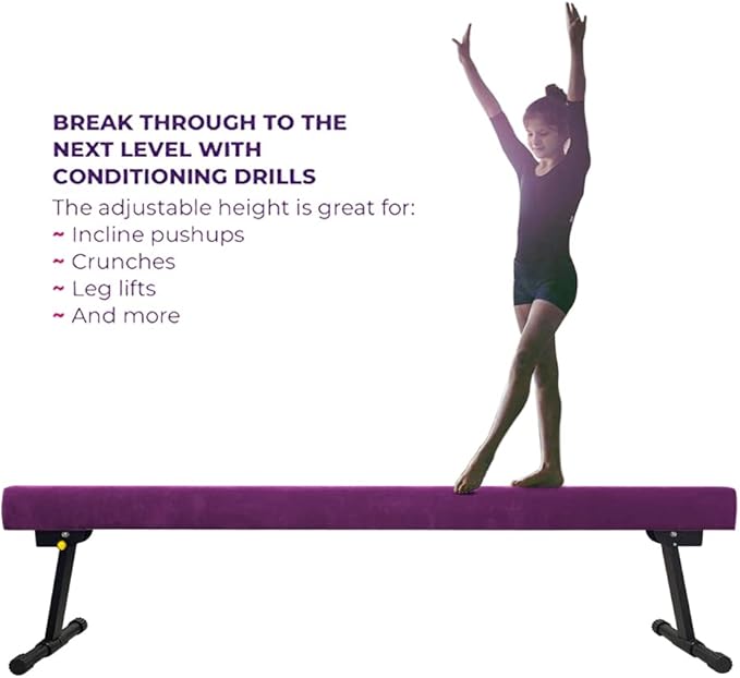 6FT Adjustable&Foldable Gymnastics Balance Beam,Home Gym Equipment,Easy Assembling and Storage,No Tool Require,for Kids Children Girls Training Ages 3-12