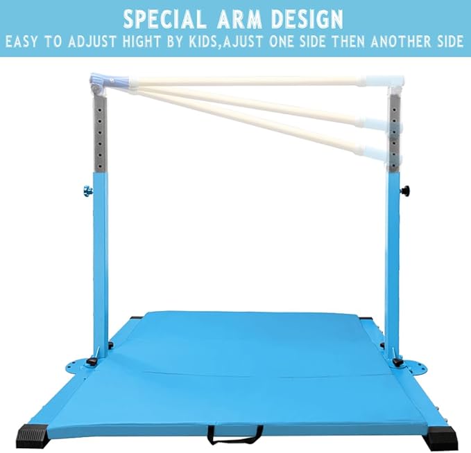 Gymnastics Kip Bar for Home Indoor Training,Horizontal Bar for Kids Girls Junior,Adjustable Arms from 3' - 5' Gym Equipment,1-4 Levels,300lbs Weight Capacity