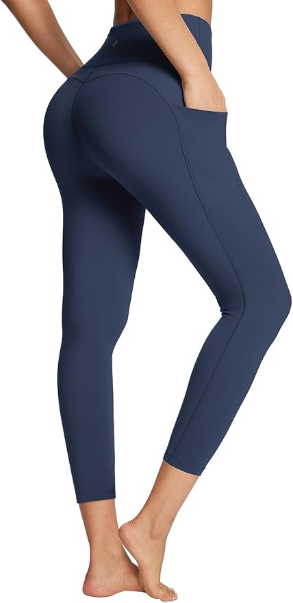 BALEAF Women's Leggings with Pockets Black Tummy Control Workout High Waisted Athletic 7/8 Ultra Soft Gym Yoga Ankle Pants