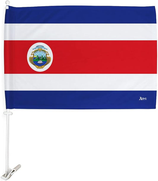 World Cup 2022 Costa Rican Car Flag Bandera Para Carros De Costa Rica Auto Decorations Small Banner For Window Clip Pole Accessories FIFA Sports Fans Outdoor Flags Trophy Game Soccer Gifts Made In USA
