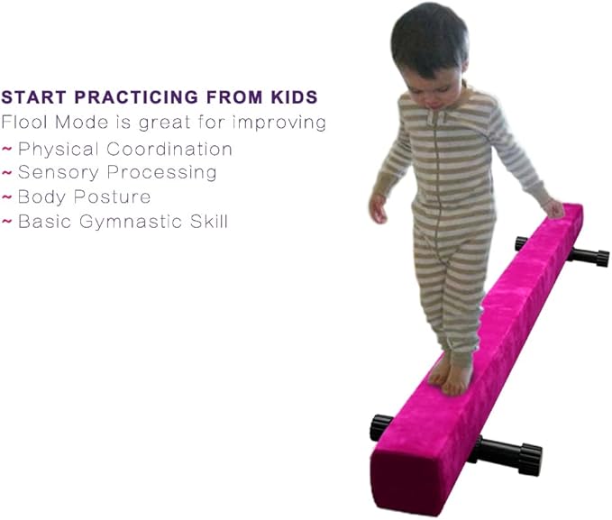 8FT Adjustable&Foldable Gymnastics Balance Beam,Home Gym Equipment,Easy Assembling and Storage,No Tool Require,for Kids Children Girls Training