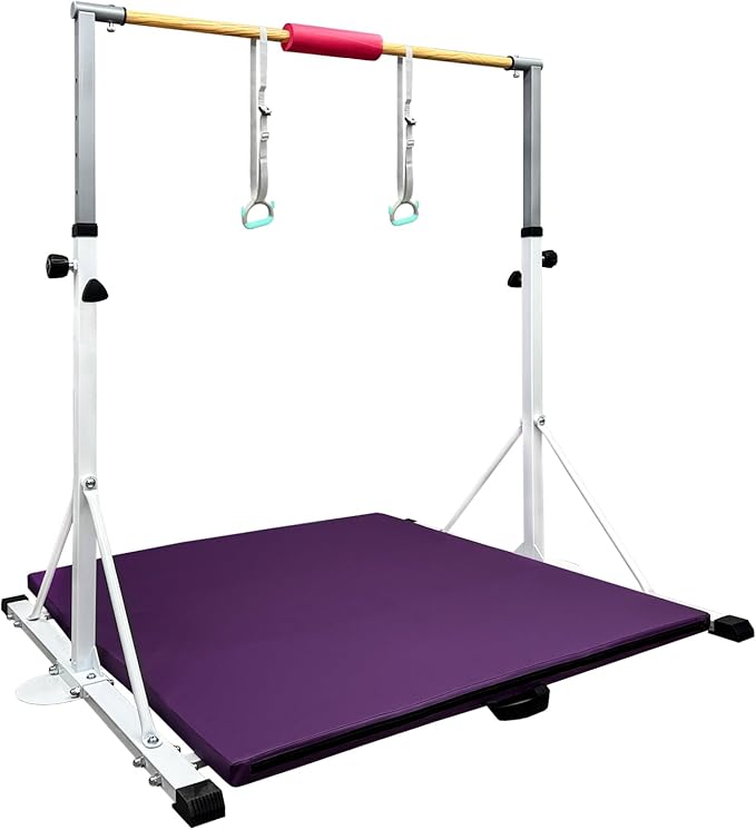 GLANT Gymnastic Kip Bar,Horizontal Bar for Kids Girls Junior,3' to 5' Adjustable Height,Home Gym Equipment,Ideal for Indoor and Home Training,1-4 Levels,300lbs Weight Capacity