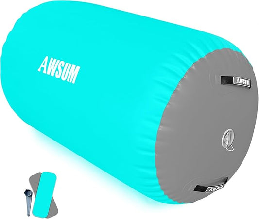 AWSUM Air Roller Gymnastics Barrel Inflatable Tumbling Mat Back Handspring Trainer for Octagon Mat Gym Home Gymnastics Equipment 1PCS，No Electric Pump