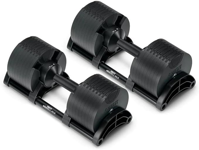 SMRTFT NUOBELL Adjustable Dumbbells 5–80 lb Set | Original NUOBELL | 22 Weights in 1 for Home Gym Strength Training | Steel-Knurled Handle | Space-Saving Dumbbell Set of 2 | 2-Year Warranty