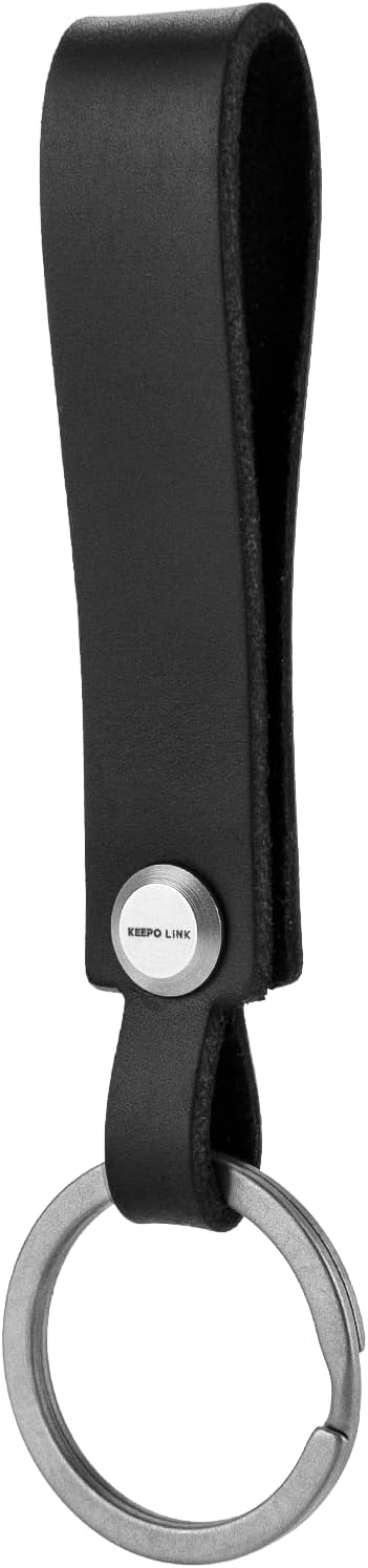 KEEPO LINK Leather Keychain Strap with Titanium Key Ring, Detachable Leather Key Chain Key Fob Holder for Men, OLM03