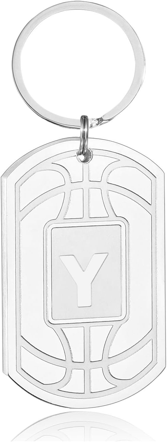 Stocking Stuffers Christmas Gift- Initial Keychain Gifts for Men,Mens Gifts Basketball Keychains for Men Dad
