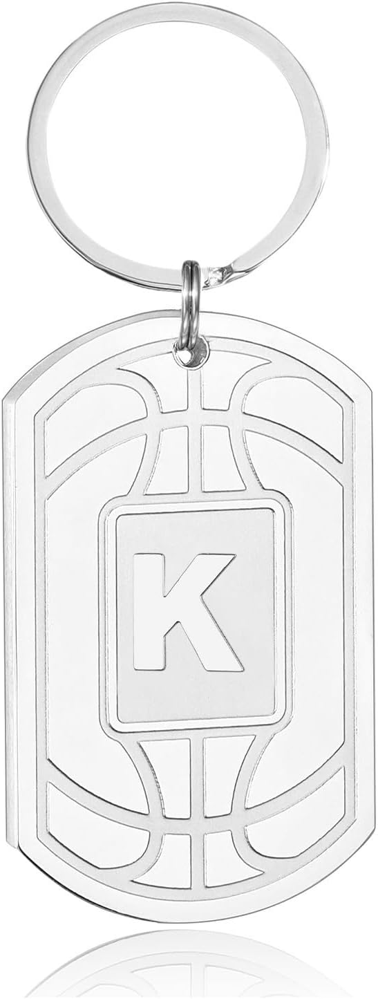 Stocking Stuffers Christmas Gift- Initial Keychain Gifts for Men,Mens Gifts Basketball Keychains for Men Dad