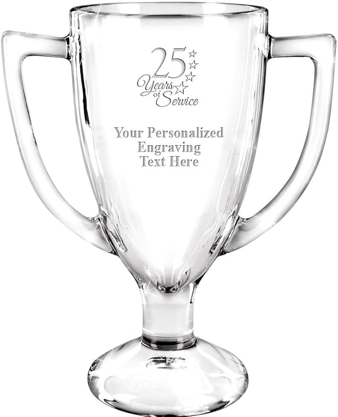 Crown Awards Glass Cup Award with Your Text, 7" Custom Engraved Personalized Glass Trophy