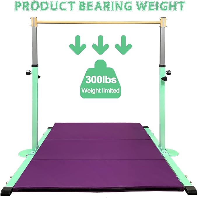 GLANT Gymnastic Kip Bar,Horizontal Bar for Kids Girls Junior,3' to 5' Adjustable Height,Home Gym Equipment,Ideal for Indoor and Home Training,1-4 Levels,300lbs Weight Capacity