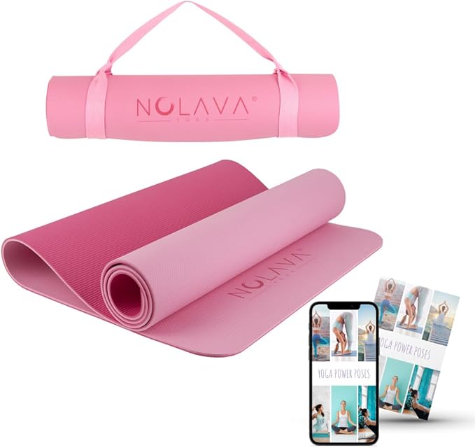 NOLAVA Yoga Mats & Complete Sets - TPE, Non-Slip - Includes Mat, Blocks, Strap, & More (6pc or 7pc Sets) - For Pilates, Yoga & Fitness