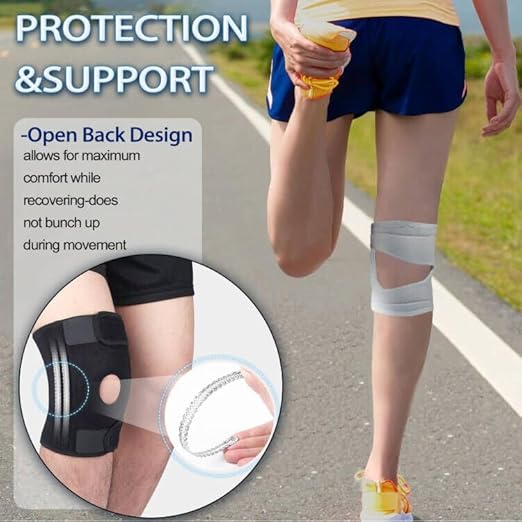 Knee Brace for Men Women with Side Stabilizers & Patella Gel Pad,Non Slip Adjustable Knee Compression Support for Pain Relief,Meniscus Tear,ACL,Arthritis,Injury Recovery,Running