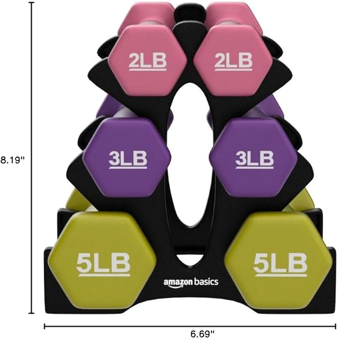 Amazon Basics Neoprene Dumbbell Hand Weights for Exercise and Muscle Toning