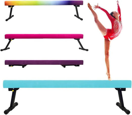 8FT Adjustable&Foldable Gymnastics Balance Beam,Home Gym Equipment,Easy Assembling and Storage,No Tool Require,for Kids Children Girls Training