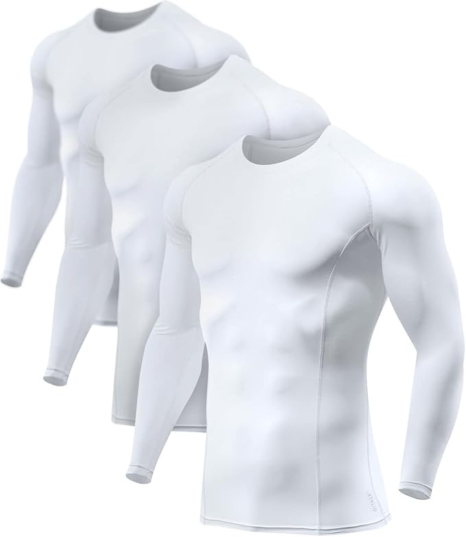 ATHLIO Men's UPF 50+ Long Sleeve Compression Shirts, Water Sports Rash Guard Base Layer, Athletic Workout Shirt