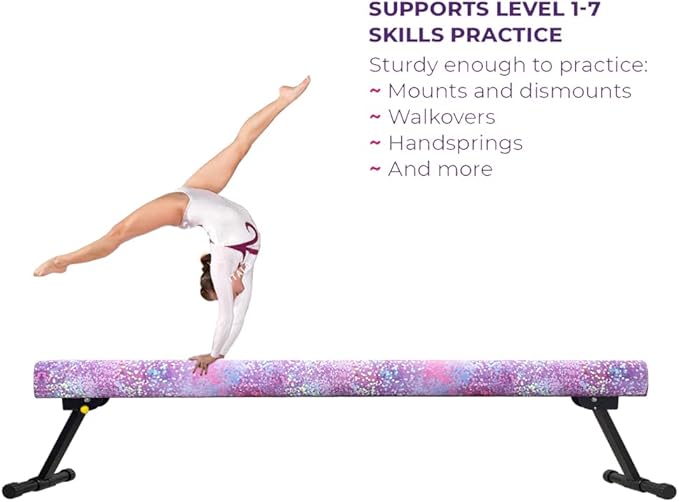 6FT Adjustable&Foldable Gymnastics Balance Beam,Home Gym Equipment,Easy Assembling and Storage,No Tool Require,for Kids Children Girls Training Ages 3-12