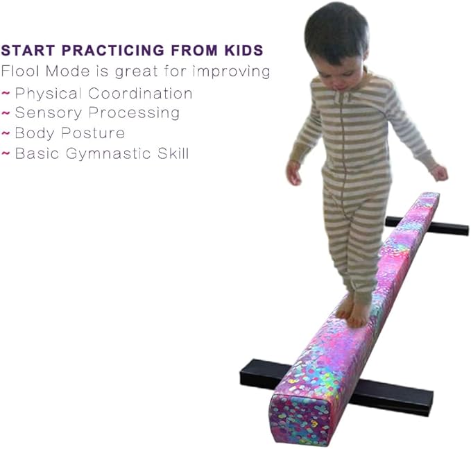 8FT Adjustable&Foldable Gymnastics Balance Beam,Home Gym Equipment,Easy Assembling and Storage,No Tool Require,for Kids Children Girls Training