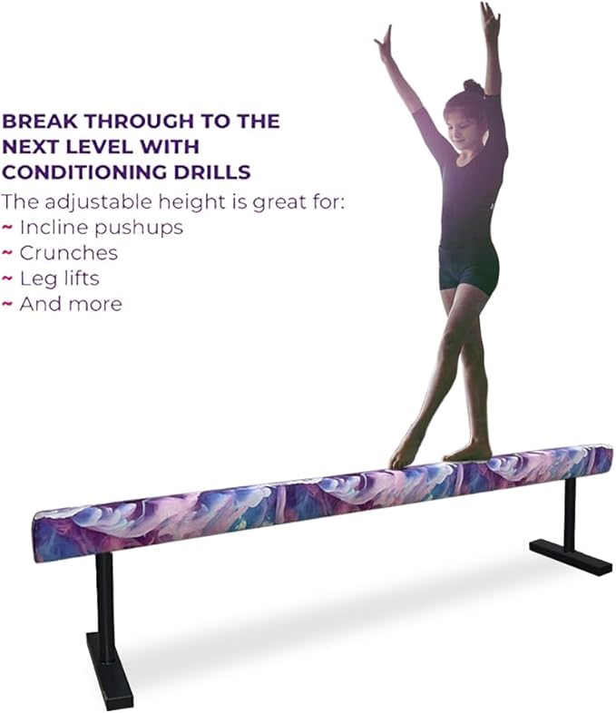 8FT Adjustable&Foldable Gymnastics Balance Beam,Home Gym Equipment,Easy Assembling and Storage,No Tool Require,for Kids Children Girls Training