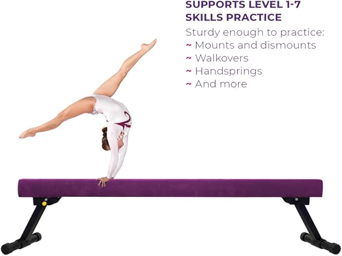8FT Adjustable&Foldable Gymnastics Balance Beam,Home Gym Equipment,Easy Assembling and Storage,No Tool Require,for Kids Children Girls Training
