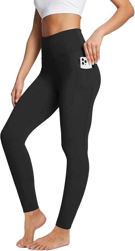 BALEAF Women's Leggings with Pockets Black Tummy Control Workout High Waisted Athletic 7/8 Ultra Soft Gym Yoga Ankle Pants