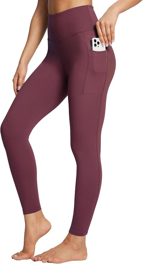BALEAF Women's Leggings with Pockets Black Tummy Control Workout High Waisted Athletic 7/8 Ultra Soft Gym Yoga Ankle Pants