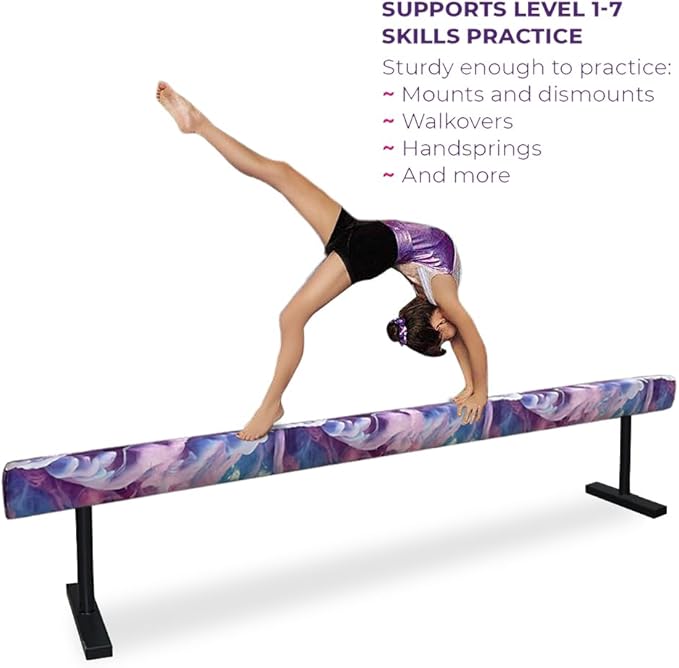 8FT Adjustable&Foldable Gymnastics Balance Beam,Home Gym Equipment,Easy Assembling and Storage,No Tool Require,for Kids Children Girls Training