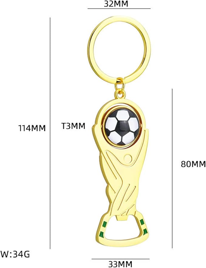 2026 World Cup Trophy Bottle Opener Keychains, Gold Bottle Opener Keychain with World Cup Soccer Ball Design, Football Merchandise Keychains Gift for Football Fan