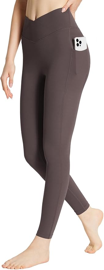 BALEAF Women's Leggings with Pockets Black Tummy Control Workout High Waisted Athletic 7/8 Ultra Soft Gym Yoga Ankle Pants