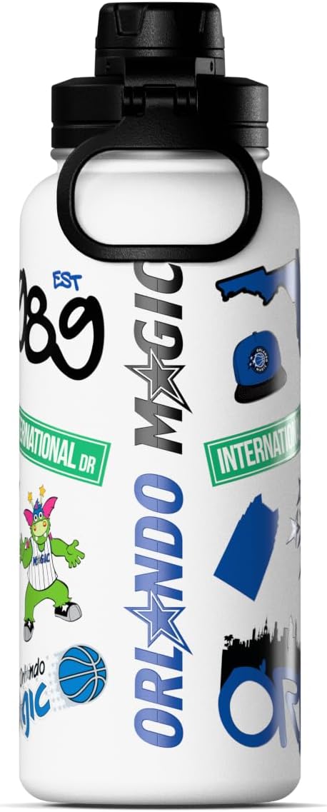 Hydrapeak x NBA Officially Licensed Orlando Magic 32 oz Active Water Bottle with Chug Lid Reusable Stainless Steel Double Wall Insulated Sports Gift, Celebrating The City Of Orlando