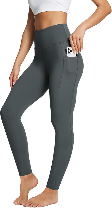 BALEAF Women's Leggings with Pockets Black Tummy Control Workout High Waisted Athletic 7/8 Ultra Soft Gym Yoga Ankle Pants