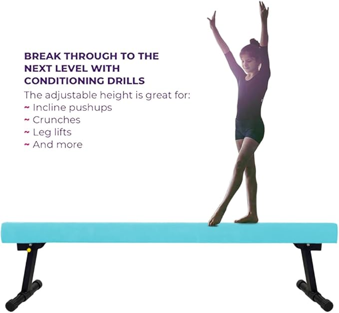 8FT Adjustable&Foldable Gymnastics Balance Beam,Home Gym Equipment,Easy Assembling and Storage,No Tool Require,for Kids Children Girls Training