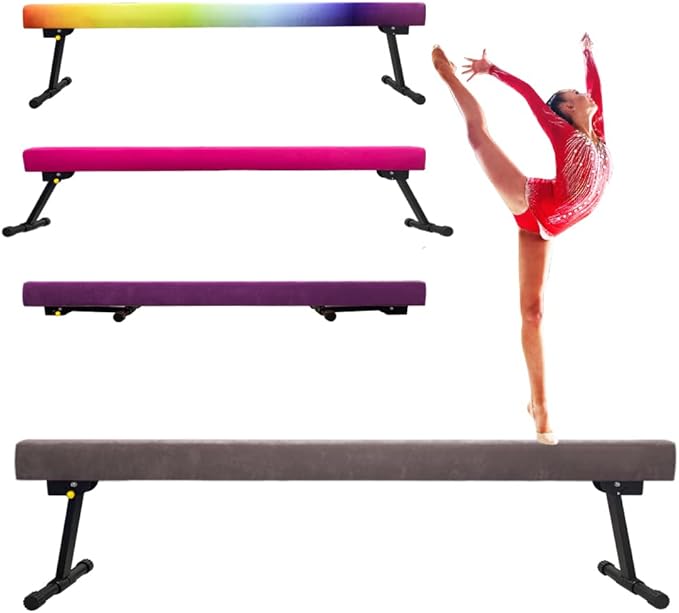 8FT Adjustable&Foldable Gymnastics Balance Beam,Home Gym Equipment,Easy Assembling and Storage,No Tool Require,for Kids Children Girls Training