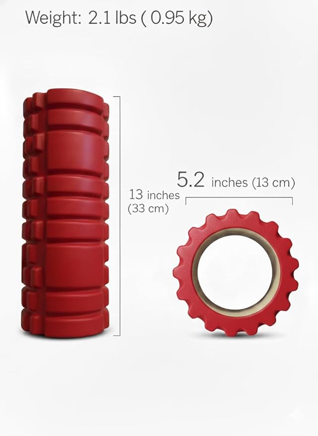 High-Density Foam Roller for Muscle Recovery, Deep Tissue Massage & Physical Therapy – Improves Mobility, Relieves Soreness, Ideal for Athletes & Fitness Training (18 Inch) (Red)