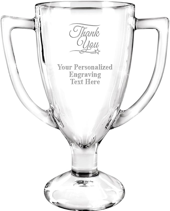 Crown Awards Glass Cup Award with Your Text, 7" Custom Engraved Personalized Glass Trophy