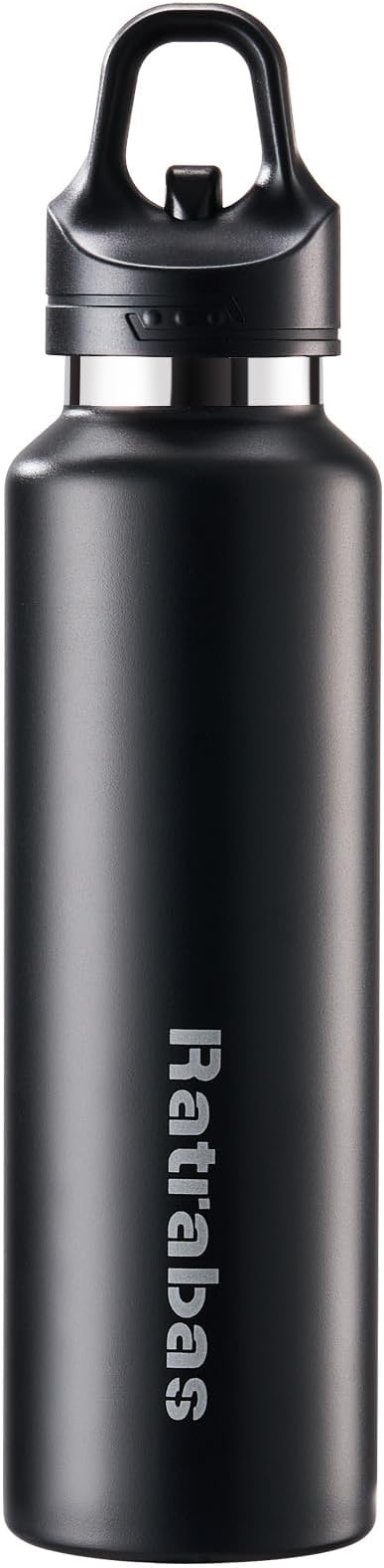 Insulated Water Bottle 21 OZ, Insulated Tumbler with One-Touch Open, Travel Water Bottle with Leak-Proof Design, Sports Water Bottle for Women & Men (Black)