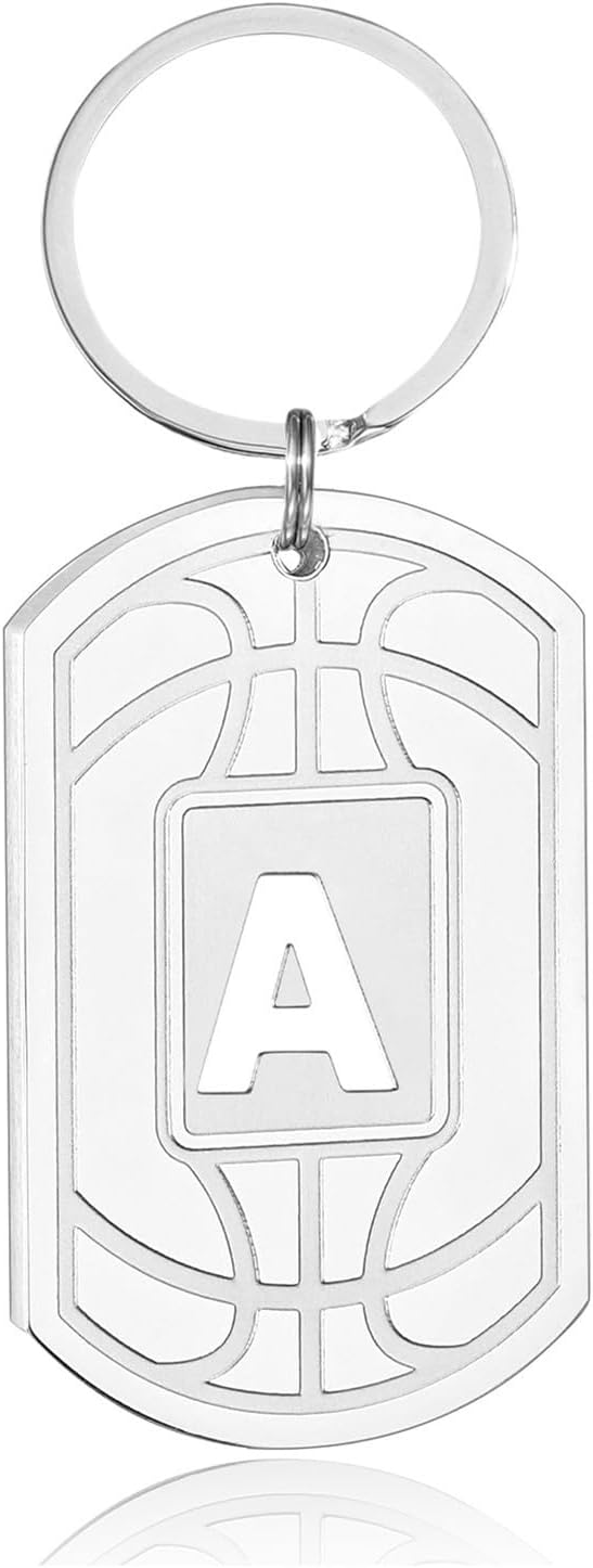 Stocking Stuffers Christmas Gift- Initial Keychain Gifts for Men,Mens Gifts Basketball Keychains for Men Dad