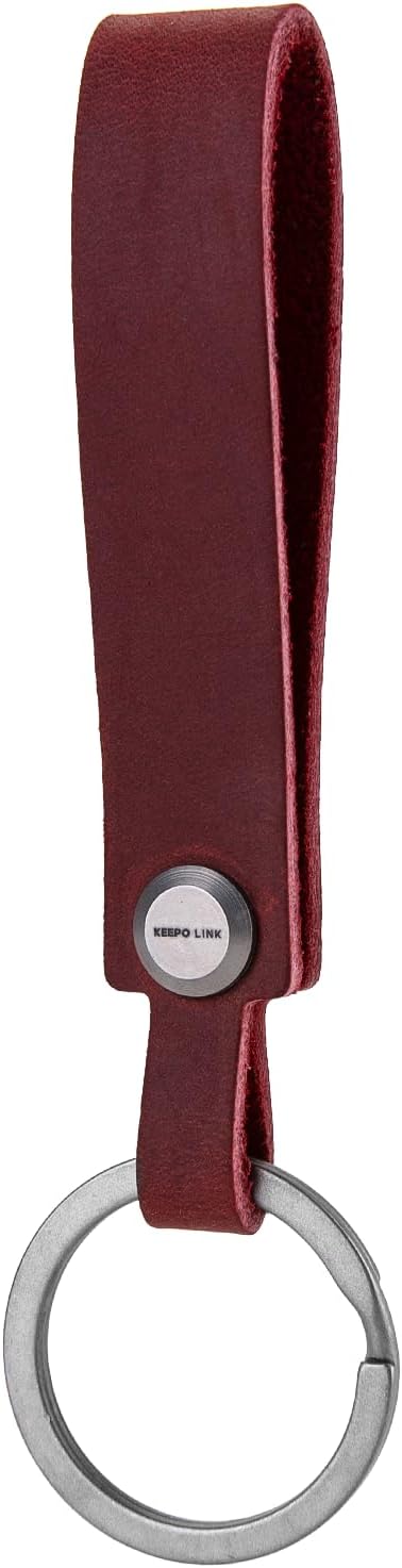 KEEPO LINK Leather Keychain Strap with Titanium Key Ring, Detachable Leather Key Chain Key Fob Holder for Men, OLM03