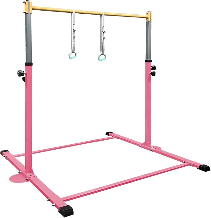 GLANT Gymnastic Kip Bar,Horizontal Bar for Kids Girls Junior,3' to 5' Adjustable Height,Home Gym Equipment,Ideal for Indoor and Home Training,1-4 Levels,300lbs Weight Capacity