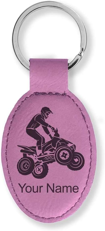 LaserGram Oval Keychain, Quad, Personalized Engraving Included (Pink)
