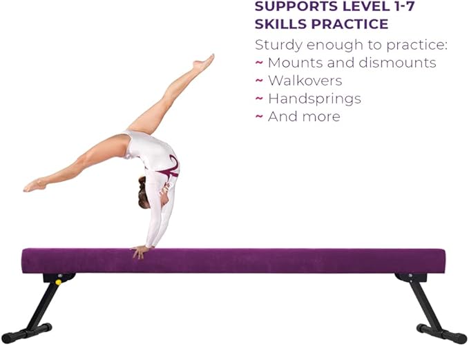 6FT Adjustable&Foldable Gymnastics Balance Beam,Home Gym Equipment,Easy Assembling and Storage,No Tool Require,for Kids Children Girls Training Ages 3-12