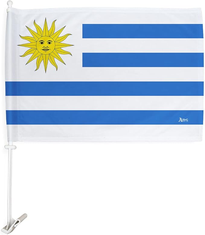 World Cup 2022 Uruguayan Car Flag Bandera para Carros De Uruguay Auto Decorations Small Banner for Window Clip Pole Accessories FIFA Sports Fans Outdoor Flags Game Football Soccer Gifts Made in USA