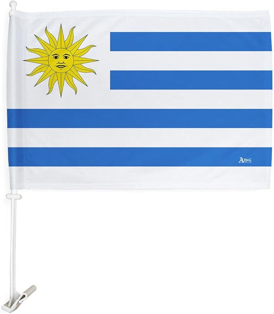 World Cup 2022 Uruguayan Car Flag Bandera para Carros De Uruguay Auto Decorations Small Banner for Window Clip Pole Accessories FIFA Sports Fans Outdoor Flags Game Football Soccer Gifts Made in USA