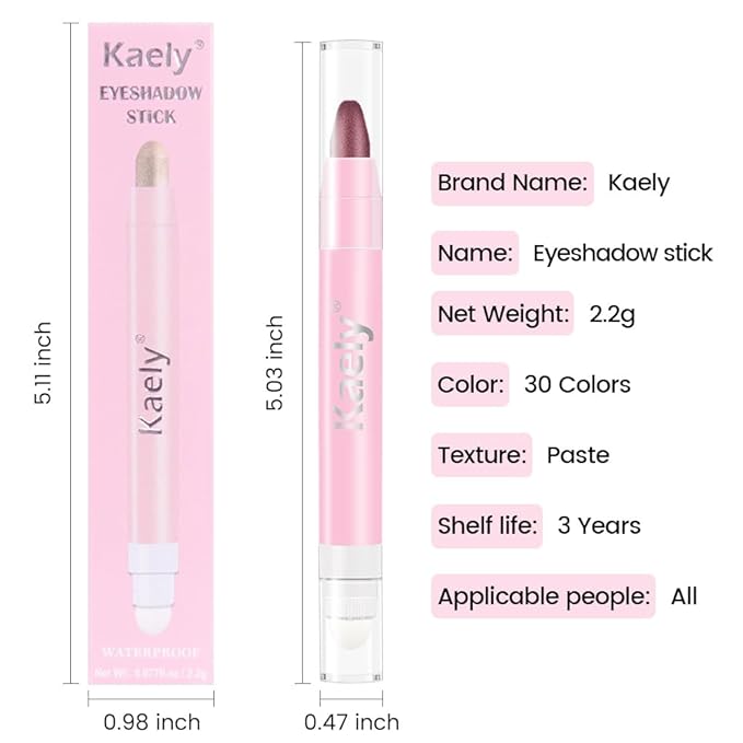 evpct 2Pcs Cream Eye Shadow Brightener Sticks Set for Eyes Waterproof, Orchid & Rose Shimmer Cream Eyeshadow Applicator Stick Long Lasting Pigmented Eye Makeup sombras en crema para ojos 26+27