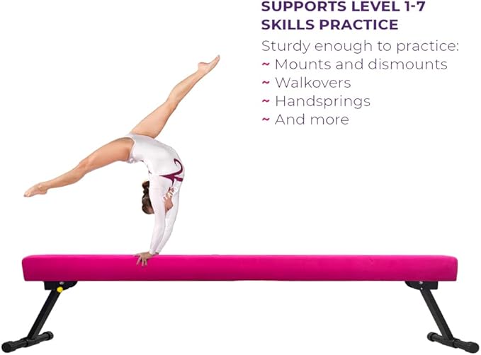 6FT Adjustable&Foldable Gymnastics Balance Beam,Home Gym Equipment,Easy Assembling and Storage,No Tool Require,for Kids Children Girls Training Ages 3-12