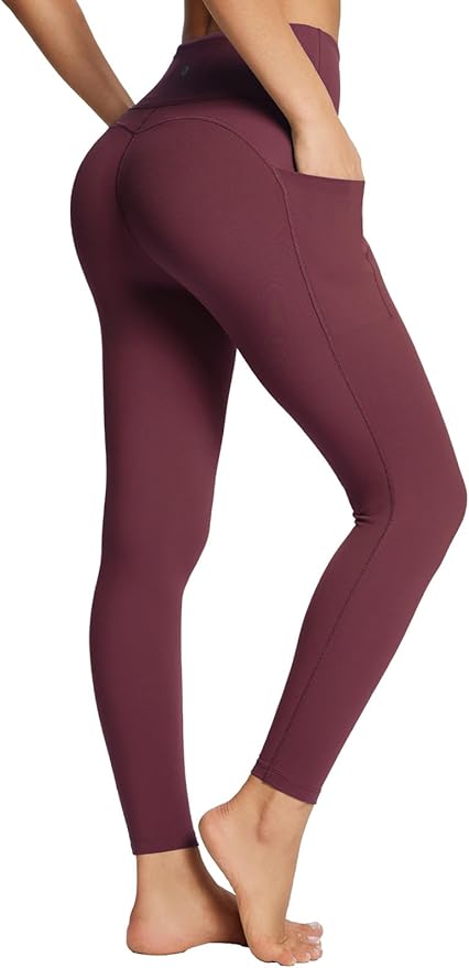 BALEAF Women's Leggings with Pockets Black Tummy Control Workout High Waisted Athletic 7/8 Ultra Soft Gym Yoga Ankle Pants
