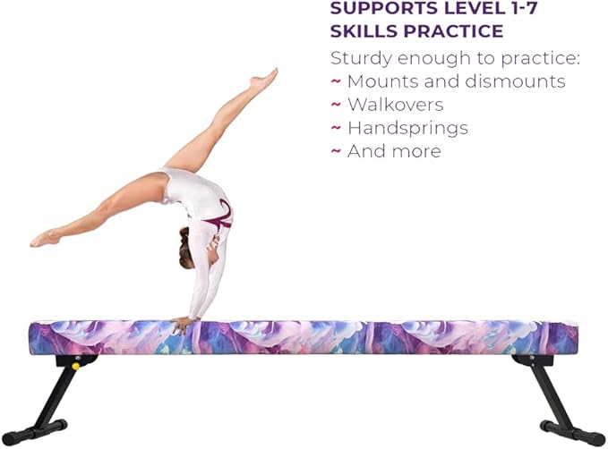 6FT Adjustable&Foldable Gymnastics Balance Beam,Home Gym Equipment,Easy Assembling and Storage,No Tool Require,for Kids Children Girls Training Ages 3-12