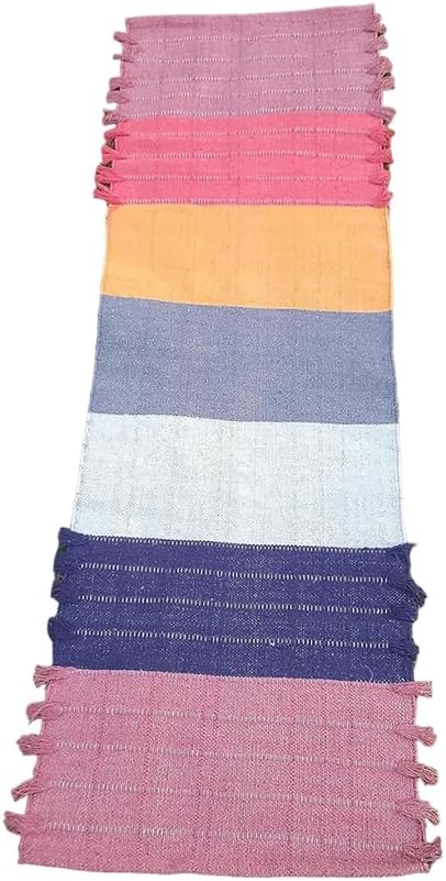 Indian Handmade100 % Organic Anti Skid Multi Colour Cotton Yoga Mat - Eco-Friendly Hand-Woven Rug - Non-Slip & Thick (24”x72”x5mm) for Hot yoga & Everyday Fitness at Home - Comfortable & Foldable Extra-Long Mat