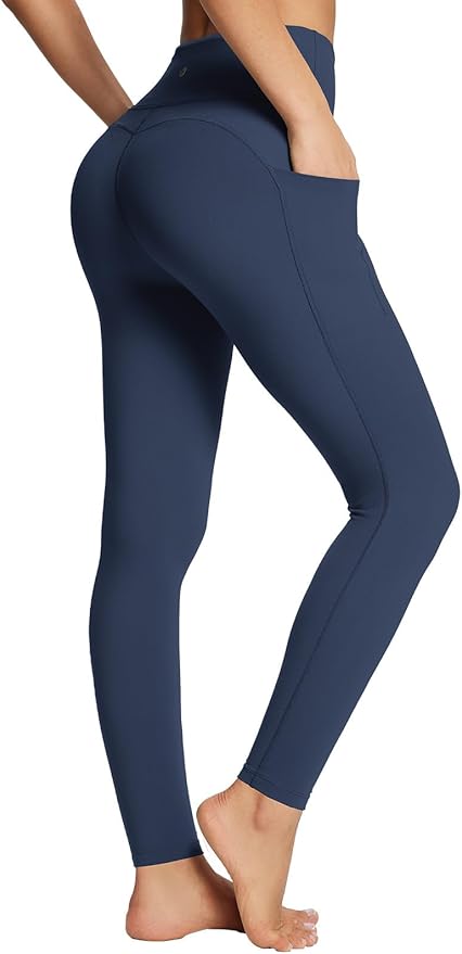 BALEAF Women's Leggings with Pockets Black Tummy Control Workout High Waisted Athletic 7/8 Ultra Soft Gym Yoga Ankle Pants