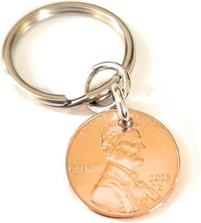 Tucker's Trinkets And Treasures 2025 Lucky Penny Keychain, Authentic US Coin, Commemorative Last Year Cent, Made in the USA