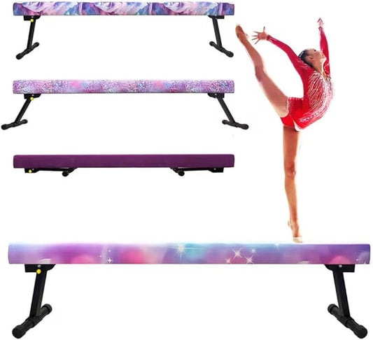 8FT Adjustable&Foldable Gymnastics Balance Beam,Home Gym Equipment,Easy Assembling and Storage,No Tool Require,for Kids Children Girls Training