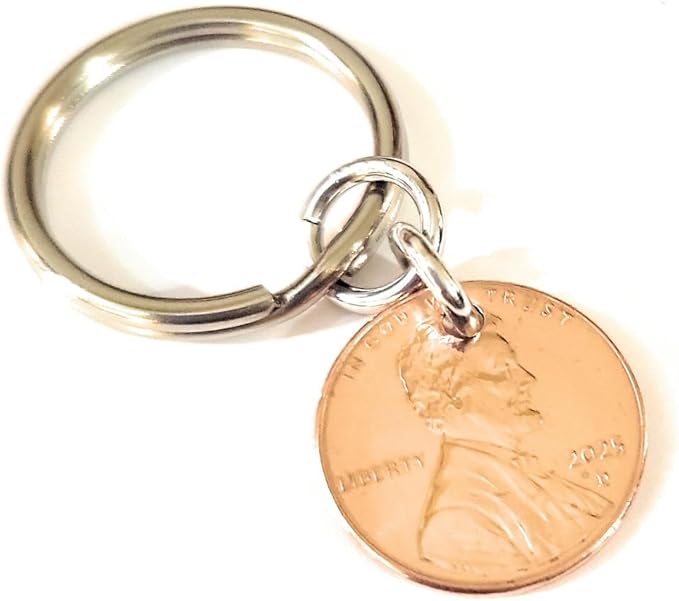 Tucker's Trinkets And Treasures 2025 Lucky Penny Keychain, Authentic US Coin, Commemorative Last Year Cent, Made in the USA